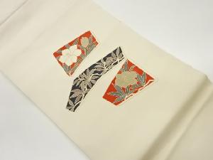 塩瀬金彩草花模様名古屋帯